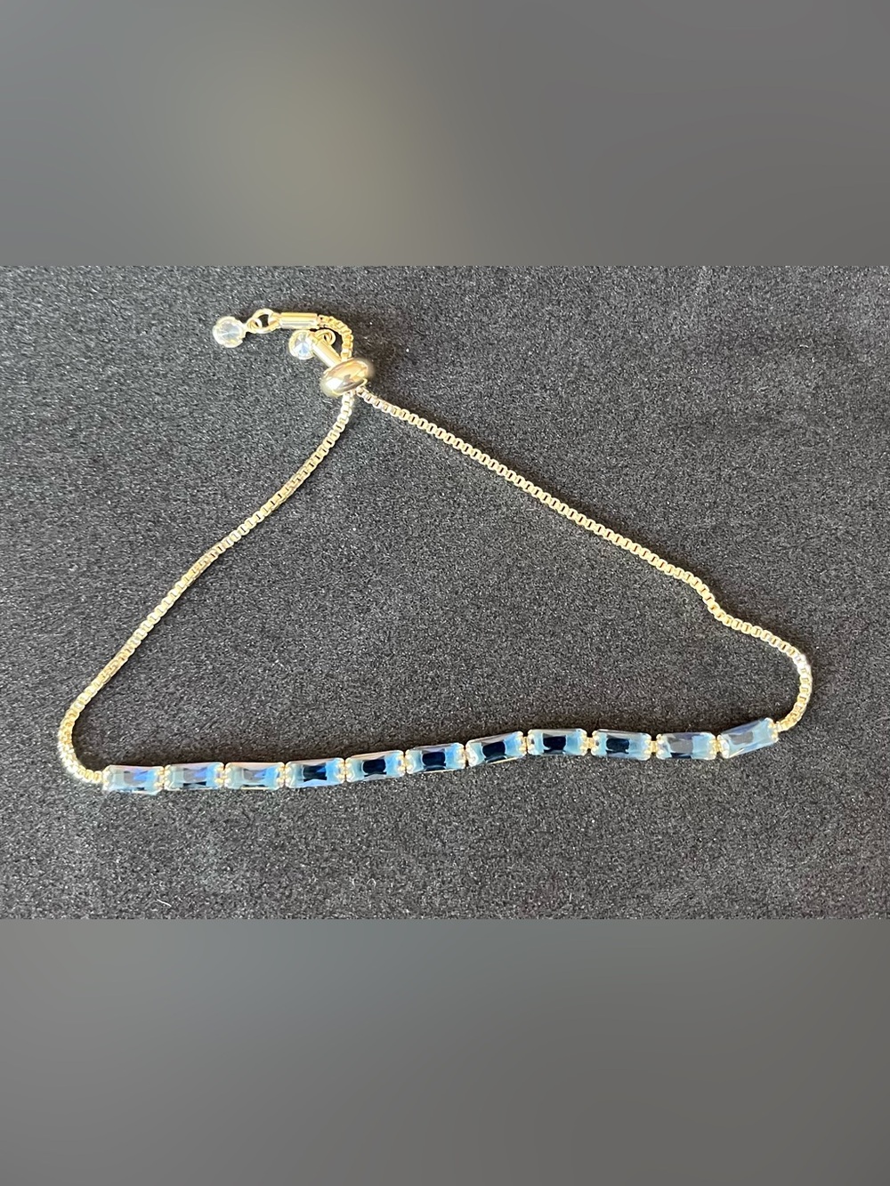 Gold Chain Bracelet with Blue Crystal Accents